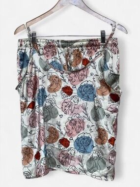Izzy & Liv Satin Pajama Set XL Abstract Woman Print Cami Shorts